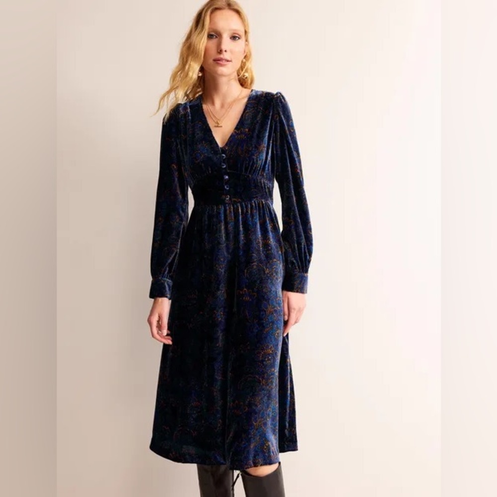 Boden | Size 6 | Elise Velvet Midi Dress